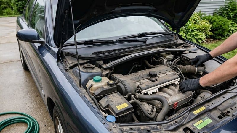Steg 1: Förberedelse — stäng av motorn och låt den svalna