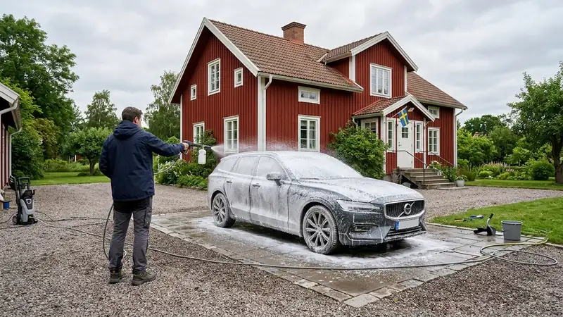 Bilvård — professionell biltvätt med foam lance