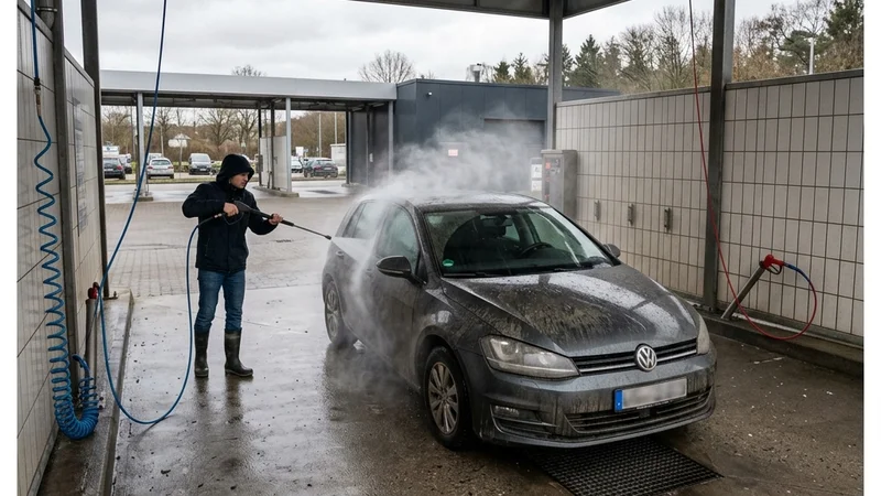 Steg 3: Spola av bilen noggrant med högtryckstvätten